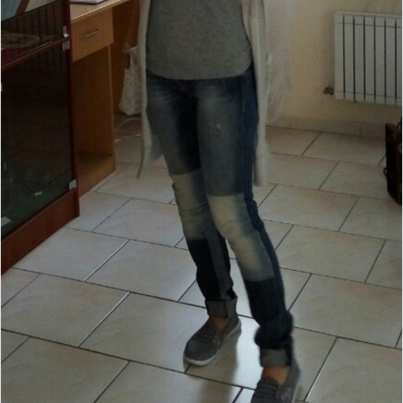 edc Denim & Dry Goods by Esprit Colorblock Jeans Light Dark Blue Patch - Picture 4 of 14